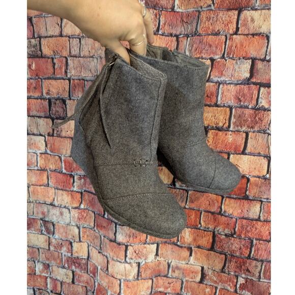 TOMS Desert Wedge Women's Dark Gray Wedge Boots Zip  Size 8 - Picture 8 of 8